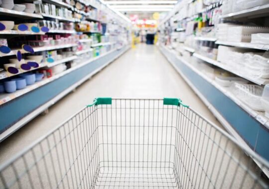 supermarkets, household goods and fast food